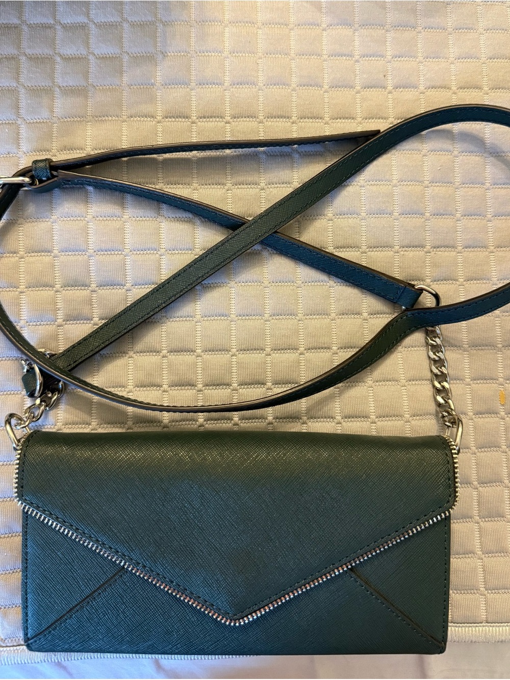 Rebecca Minkoff Dark Green Crossbody Wallet Purse with Chain Strap - Like new!